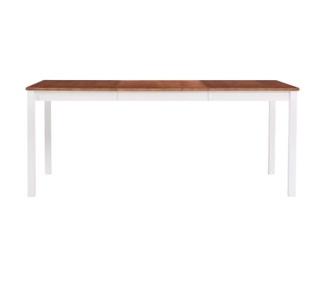 vidaXL Обідній Стіл Білий і Коричневий 180x90x73см Сосна