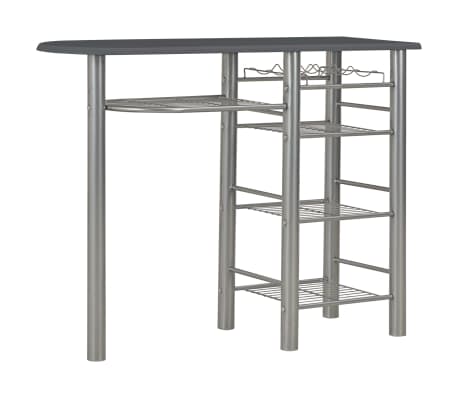 vidaXL Barsett med hyller 3 deler tre og stål svart