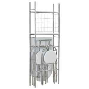 vidaXL 3-delige Eethoek inklapbaar met opbergrek MDF en staal wit