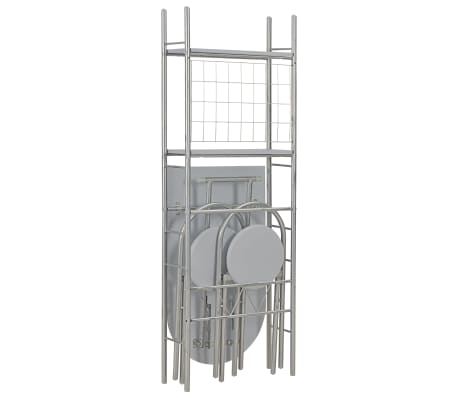 vidaXL 3 Piece Folding Dining Set with Storage Rack MDF and Steel Grey