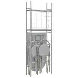 vidaXL 3 Piece Folding Dining Set with Storage Rack MDF and Steel Grey