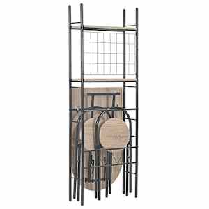 vidaXL Conjunto de comedor plegable con estante 3 piezas MDF y acero