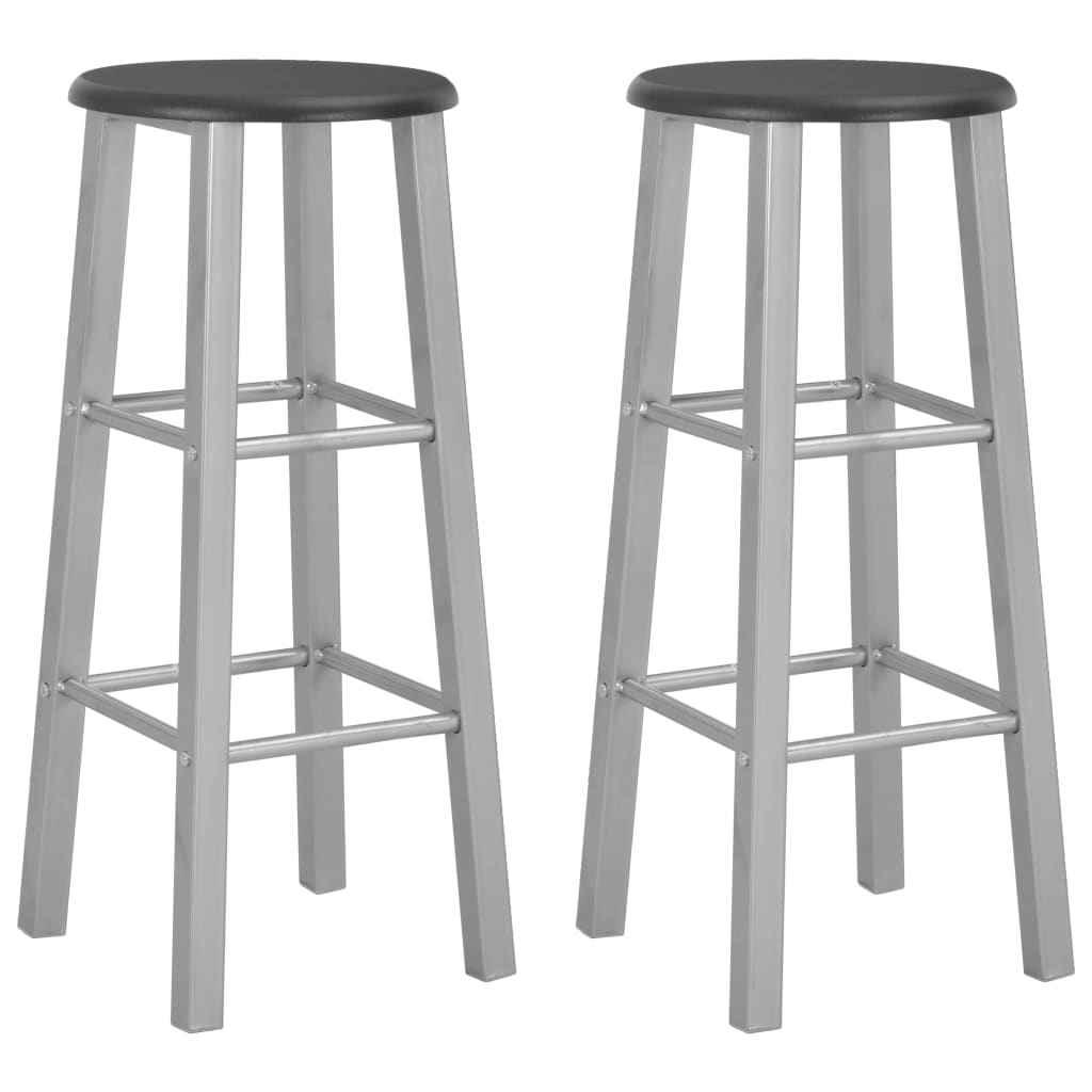 vidaXL Tabourets de bar 2 pcs Argenté MDF