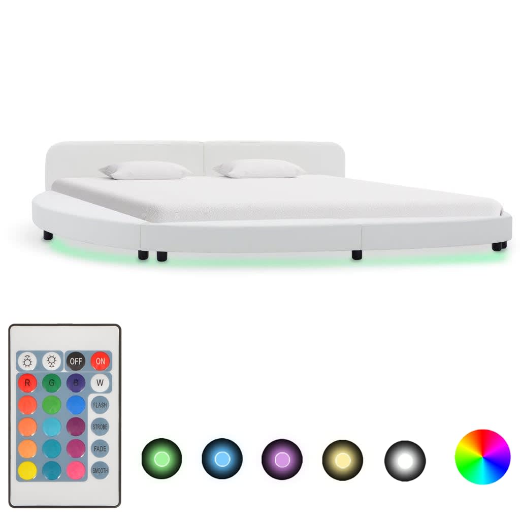 Bettgestell mit LED Weiß Kunstleder 180 x 200 cm kaufen