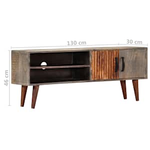 TV stolek šedý 130 x 30 x 46 cm masivní hrubý mangovník - obrázek 9