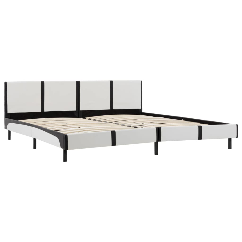 vidaXL Bed Frame White and Black Faux Leather 150x200 cm 5FT King Size