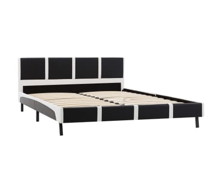 vidaXL Bed Frame Black and White Faux Leather 120x190 cm 4FT Small Double