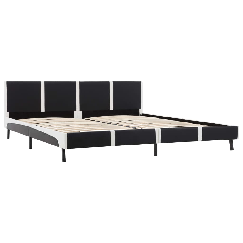 

vidaXL Bedframe kunstleer zwart en wit 150x200 cm