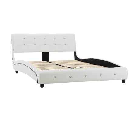 vidaXL Bed Frame White Faux Leather 120x190 cm 4FT Small Double