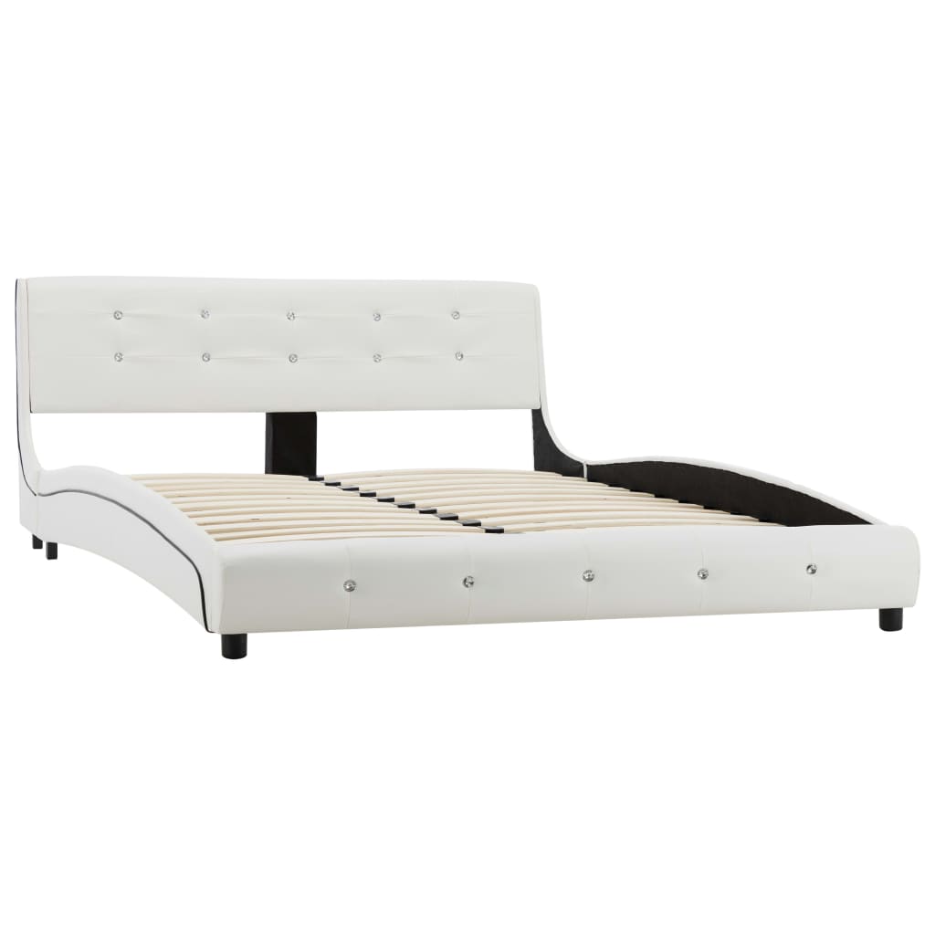 vidaXL Bedframe zonder matras 135x190 cm kunstleer wit afbeelding