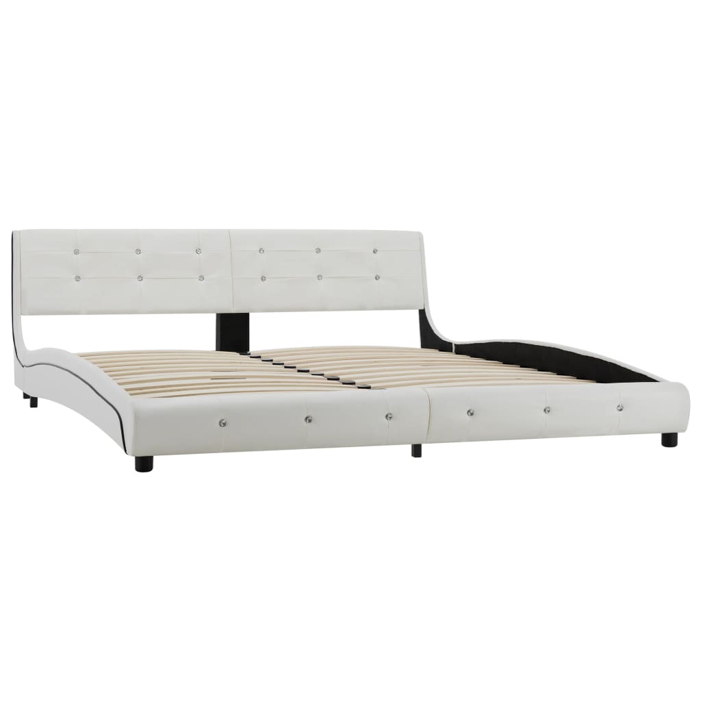 vidaXL Bed Frame White Faux Leather 180x200 cm 6FT Super King