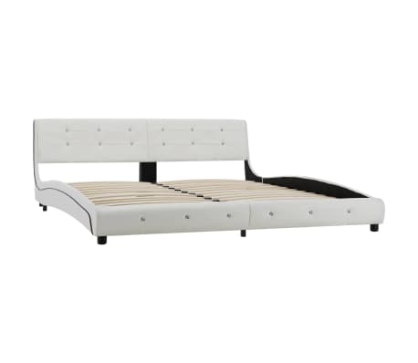 vidaXL Bed Frame White Faux Leather 180x200 cm 6FT Super King