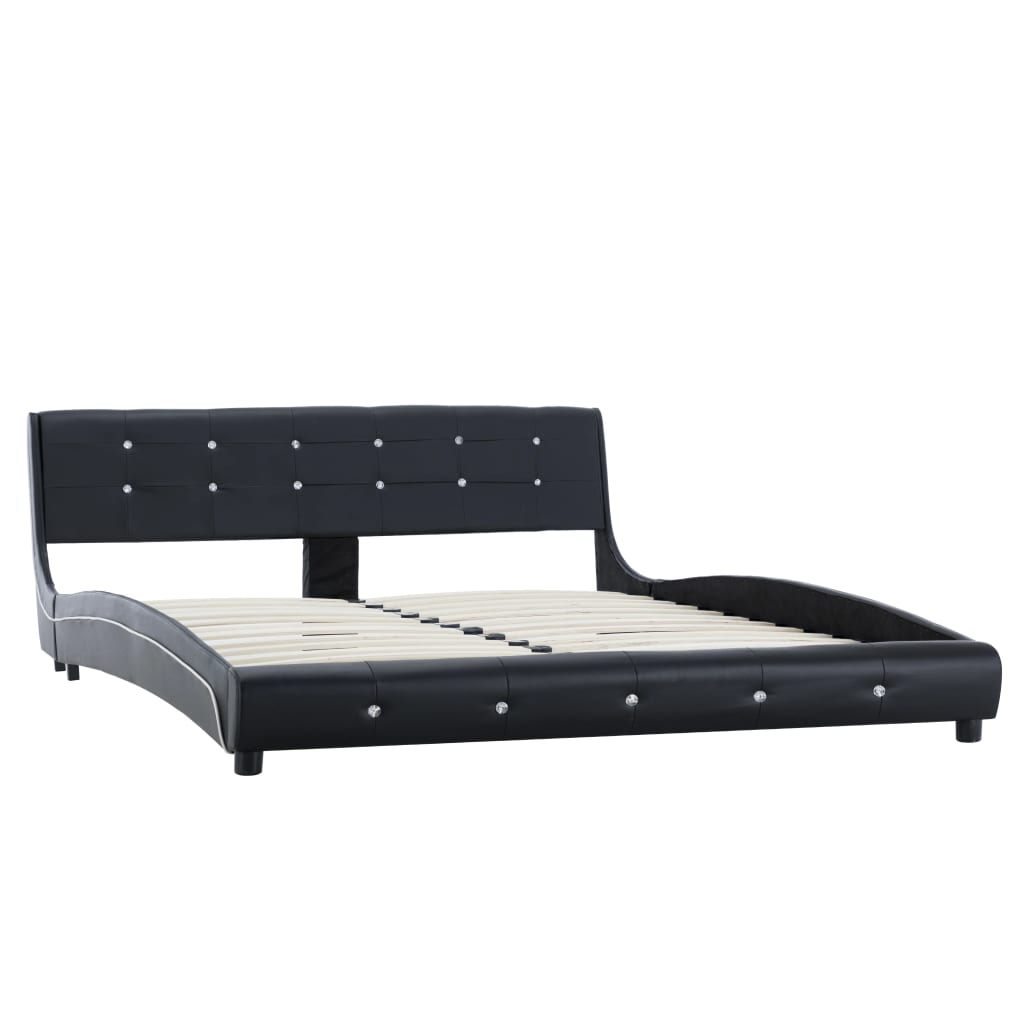 vidaXL Bed Frame Black Faux Leather 150x200 cm 5FT King Size