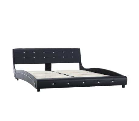 vidaXL Bed Frame Black Faux Leather 150x200 cm 5FT King Size