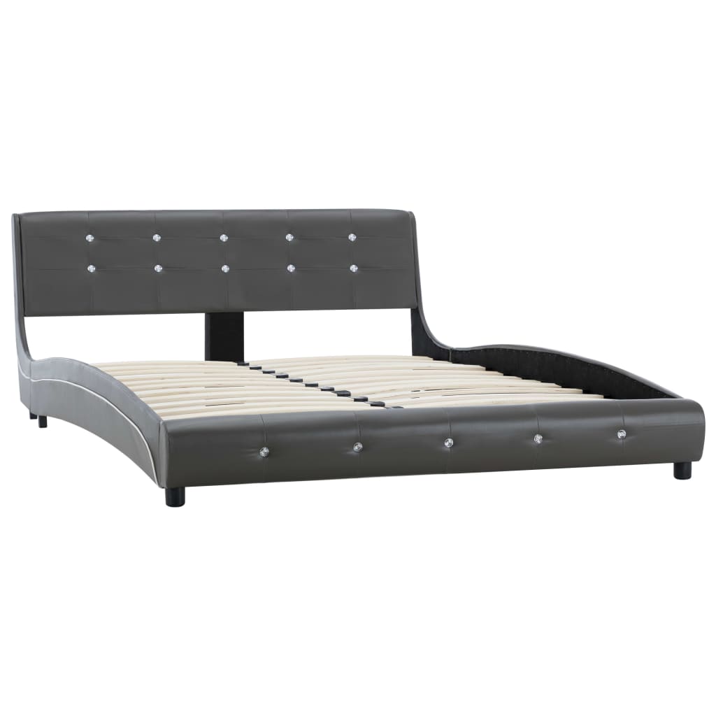 

vidaXL Bedframe kunstleer grijs 135x190 cm