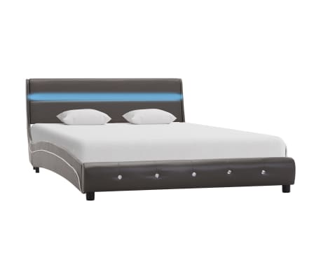 vidaXL Bed Frame with LED Grey Faux Leather 135x190 cm 4FT6 Double