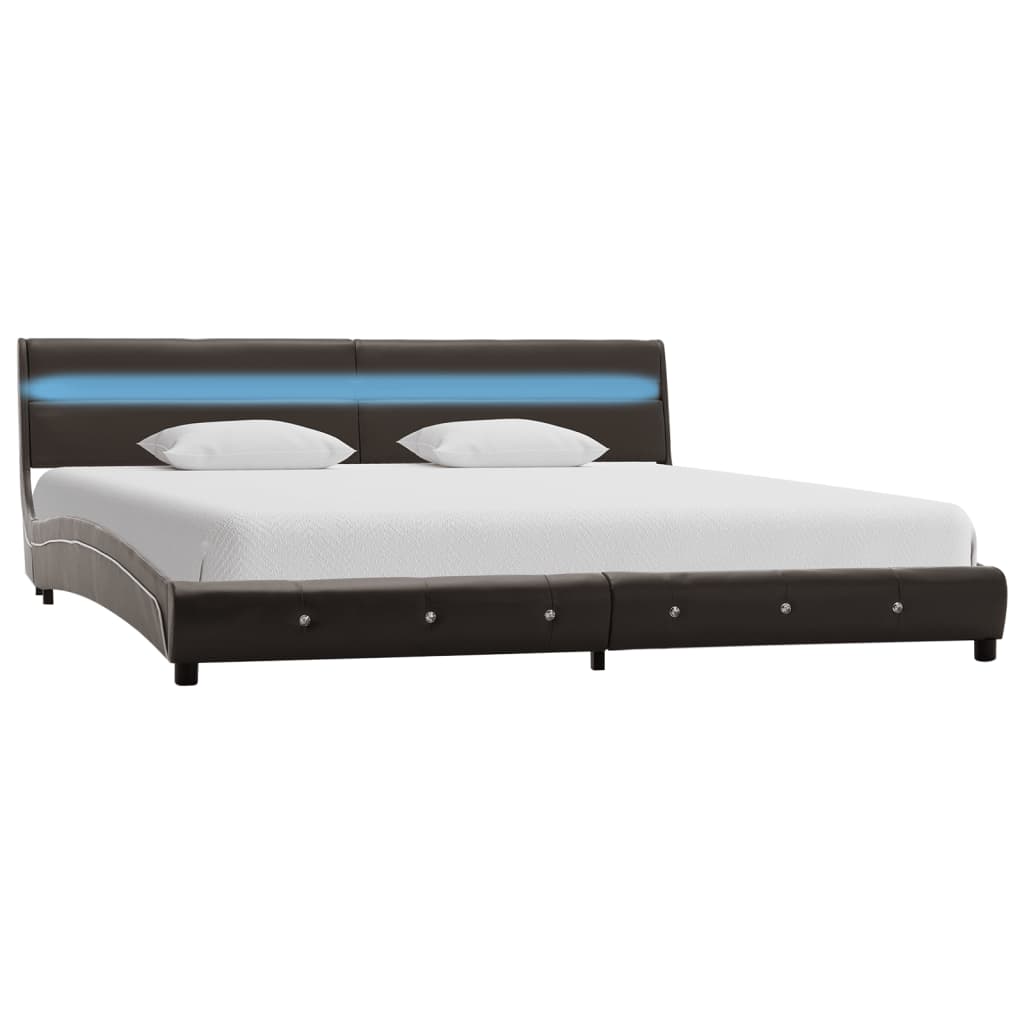 

vidaXL Bedframe met LED kunstleer grijs 150x200 cm