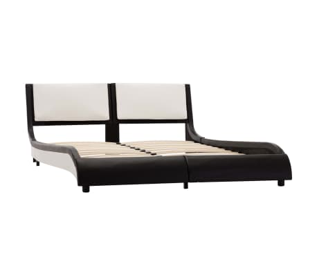 vidaXL Bed Frame Black and White Faux Leather 120x190 cm 4FT Small Double