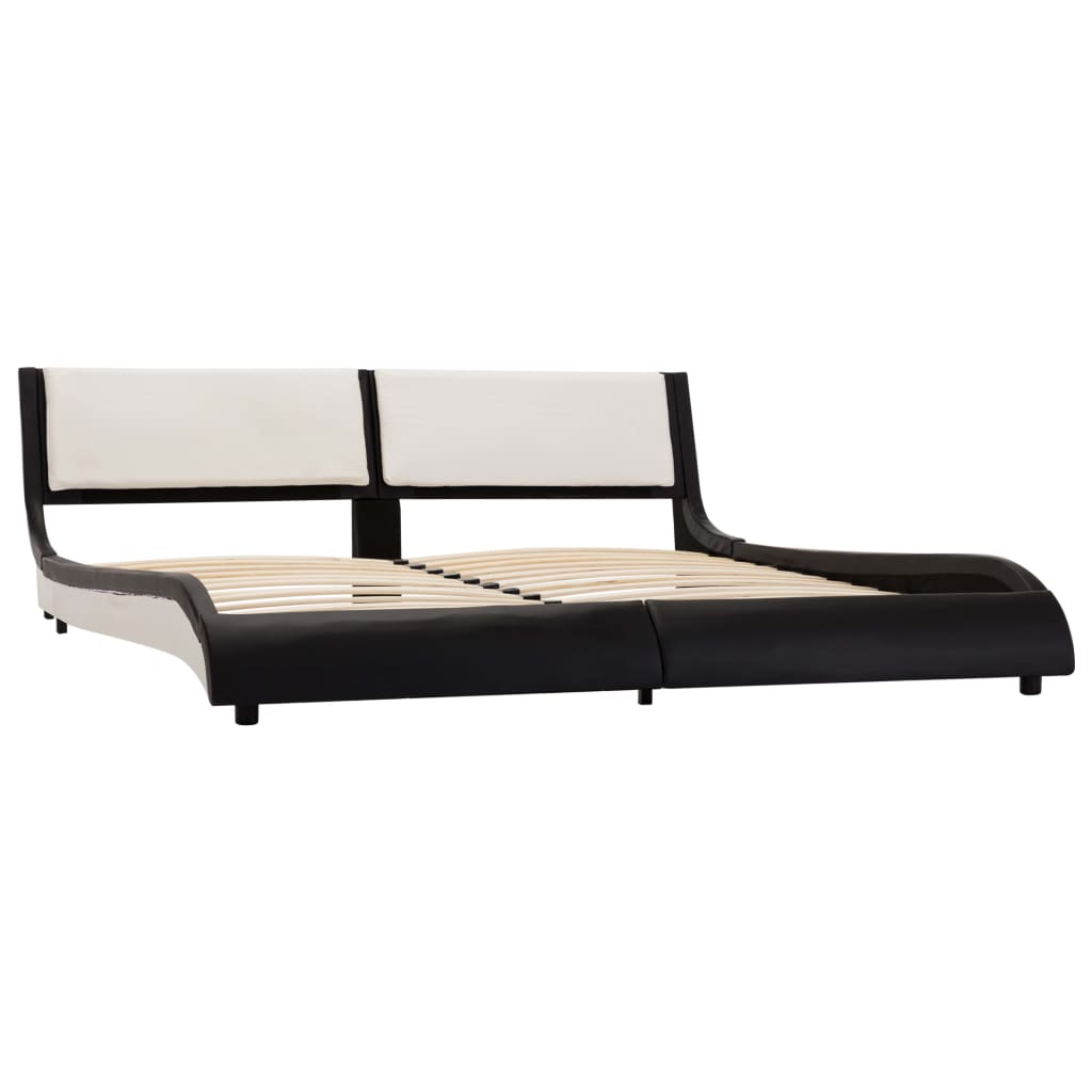 vidaXL Rama łóżka, czarno-biała, sztuczna skóra, 180x200 cm