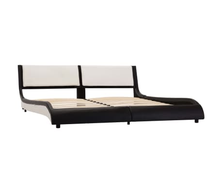 vidaXL Bed Frame Black and White Faux Leather 180x200 cm 6FT Super King