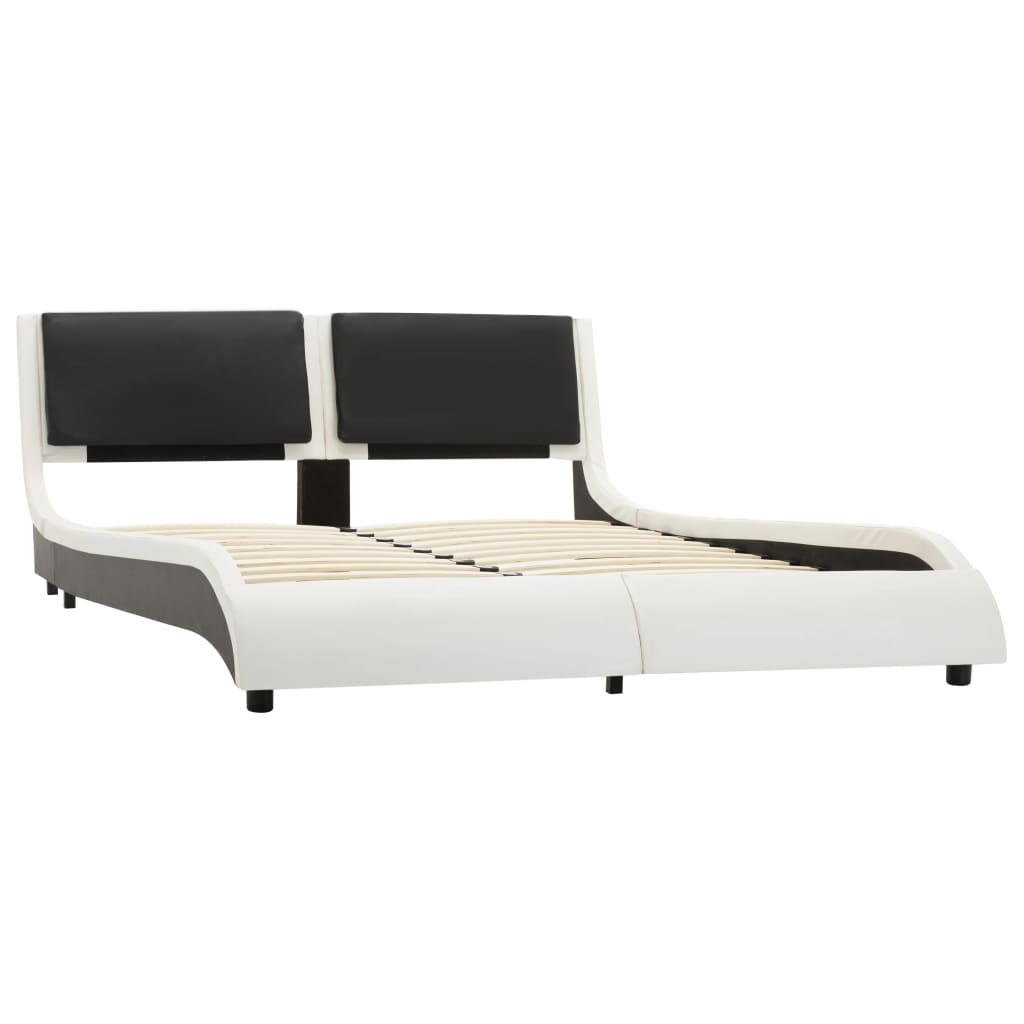 

vidaXL Bedframe kunstleer wit en zwart 135x190 cm