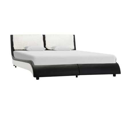 vidaXL gultas rāmis, 135x190 cm, balta un melns mākslīgā āda