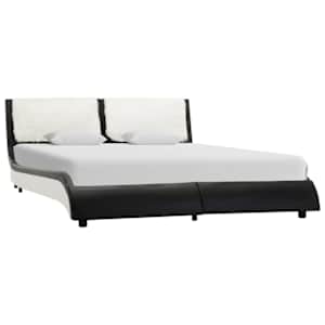 vidaXL Sengeramme svart og hvit kunstig skinn 135x190 cm