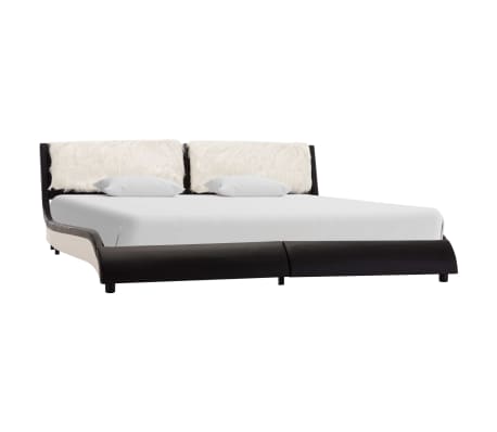 vidaXL Bed Frame Black and White Faux Leather 150x200 cm 5FT King Size