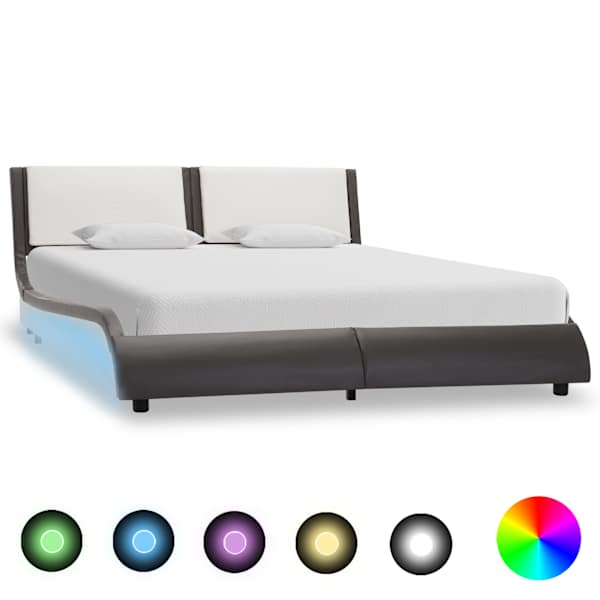 vidaXL voodiraam LED-valgustusega ilma madratsita, hall ja valge, 120 x 190 cm