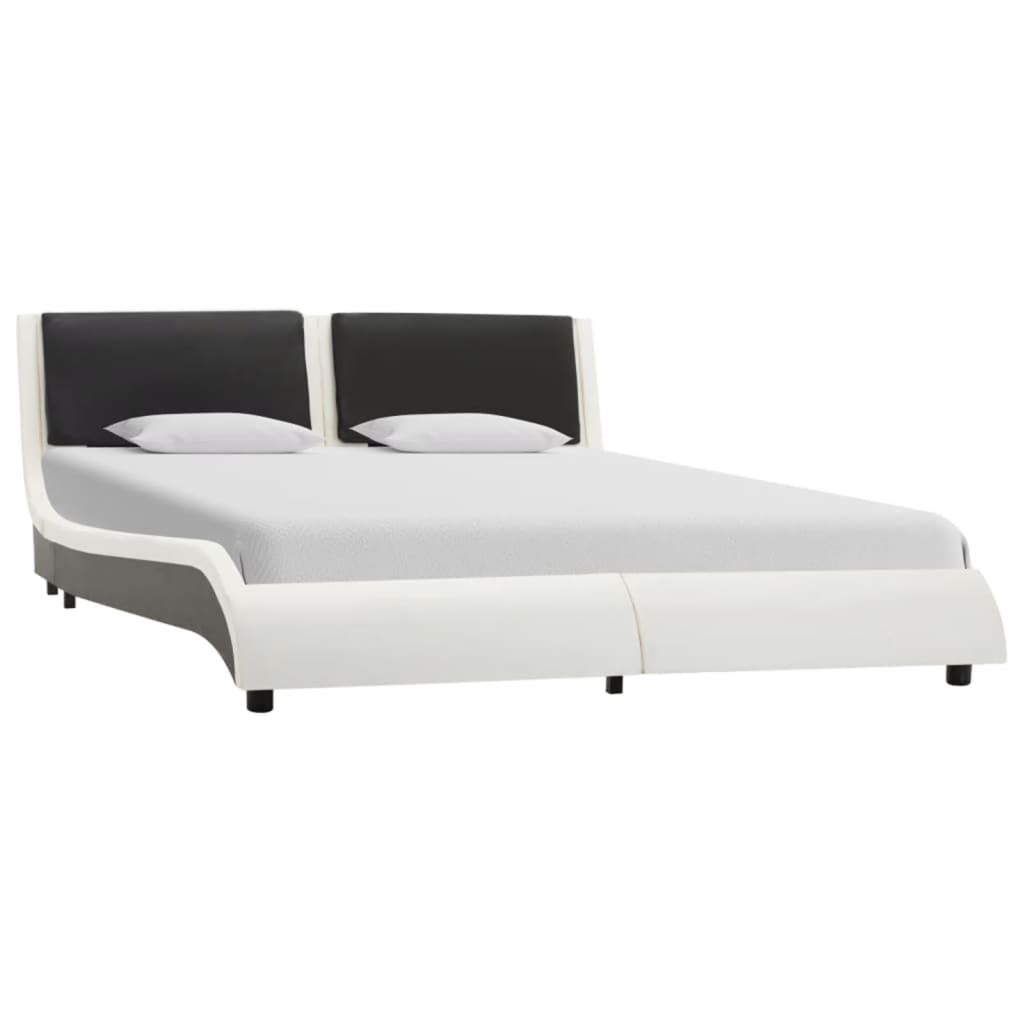 

vidaXL Bedframe met LED kunstleer wit en zwart 120x190 cm