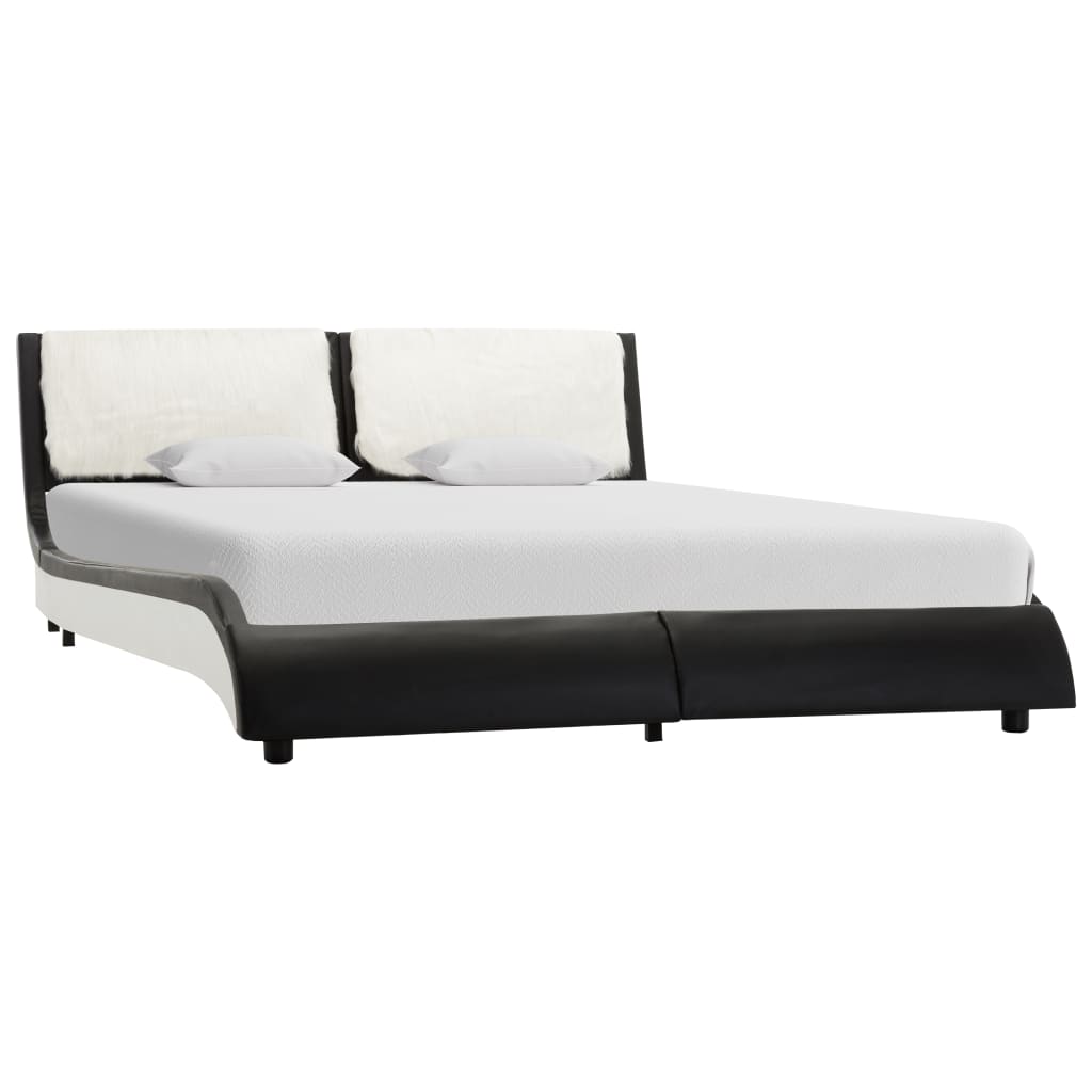 

vidaXL Bedframe met LED kunstleer zwart en wit 120x190 cm