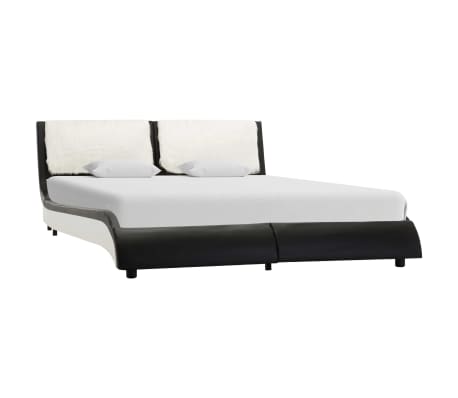 vidaXL Bed Frame with LED Black and White Faux Leather 135x190 cm 4FT6 Double
