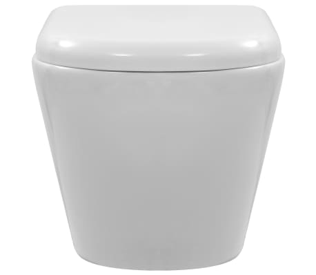 VidaXL WC Sospeso Senza Bordi 7cm Più Alto - Water In Ceramica Nera Con Sciacquone - Foto 2