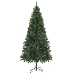 vidaXL mākslīgā Ziemassvētku egle, priežu čiekuri, 180 cm, zaļa