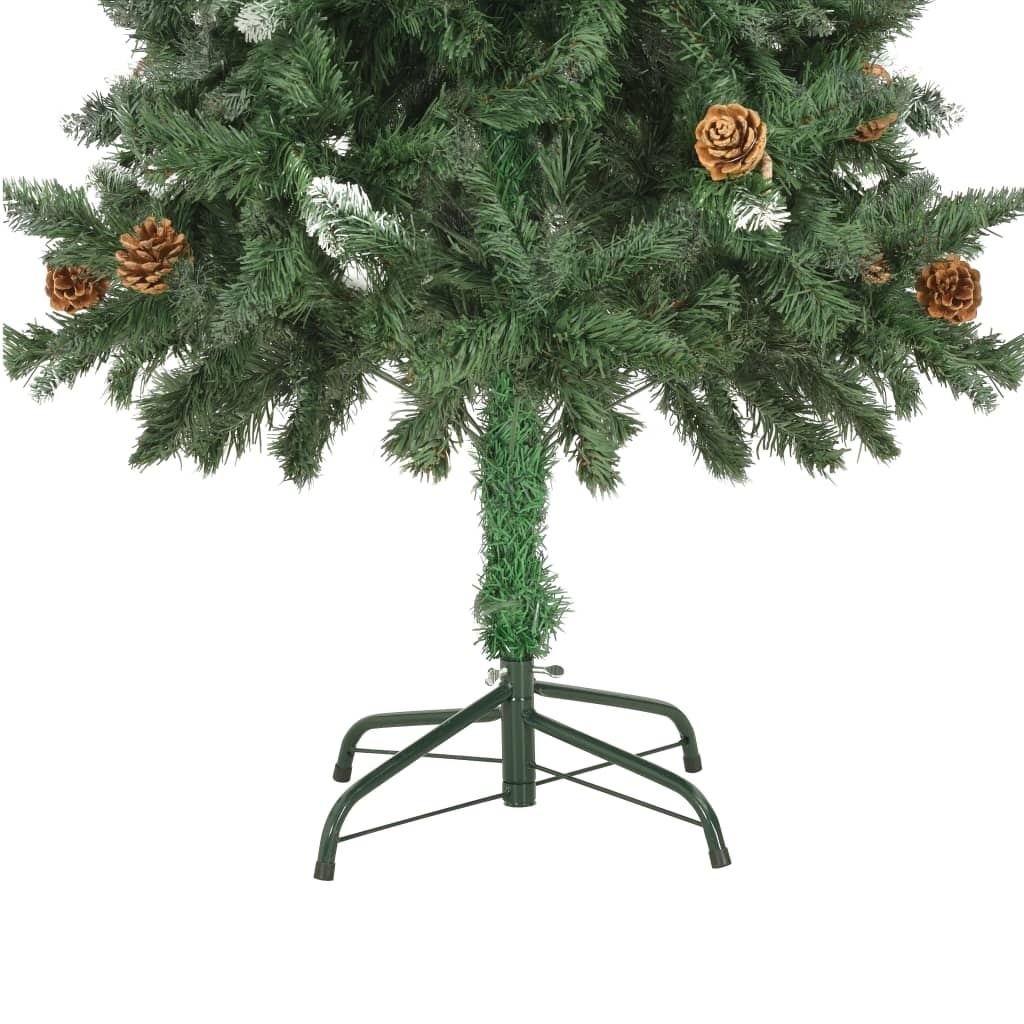 Műkarácsonyfa fenyőtobozokkal és fehér csillámmal 150 cm 