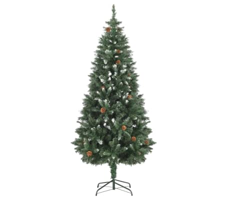vidaXL Sapin de No&euml;l avec pommes de pin et paillettes blanches 180 cm
