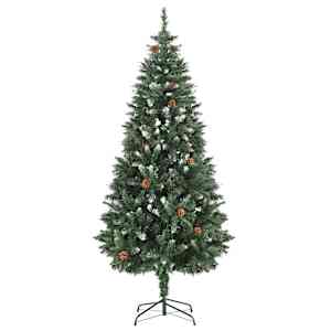 vidaXL Sapin de No&euml;l avec pommes de pin et paillettes blanches 180 cm