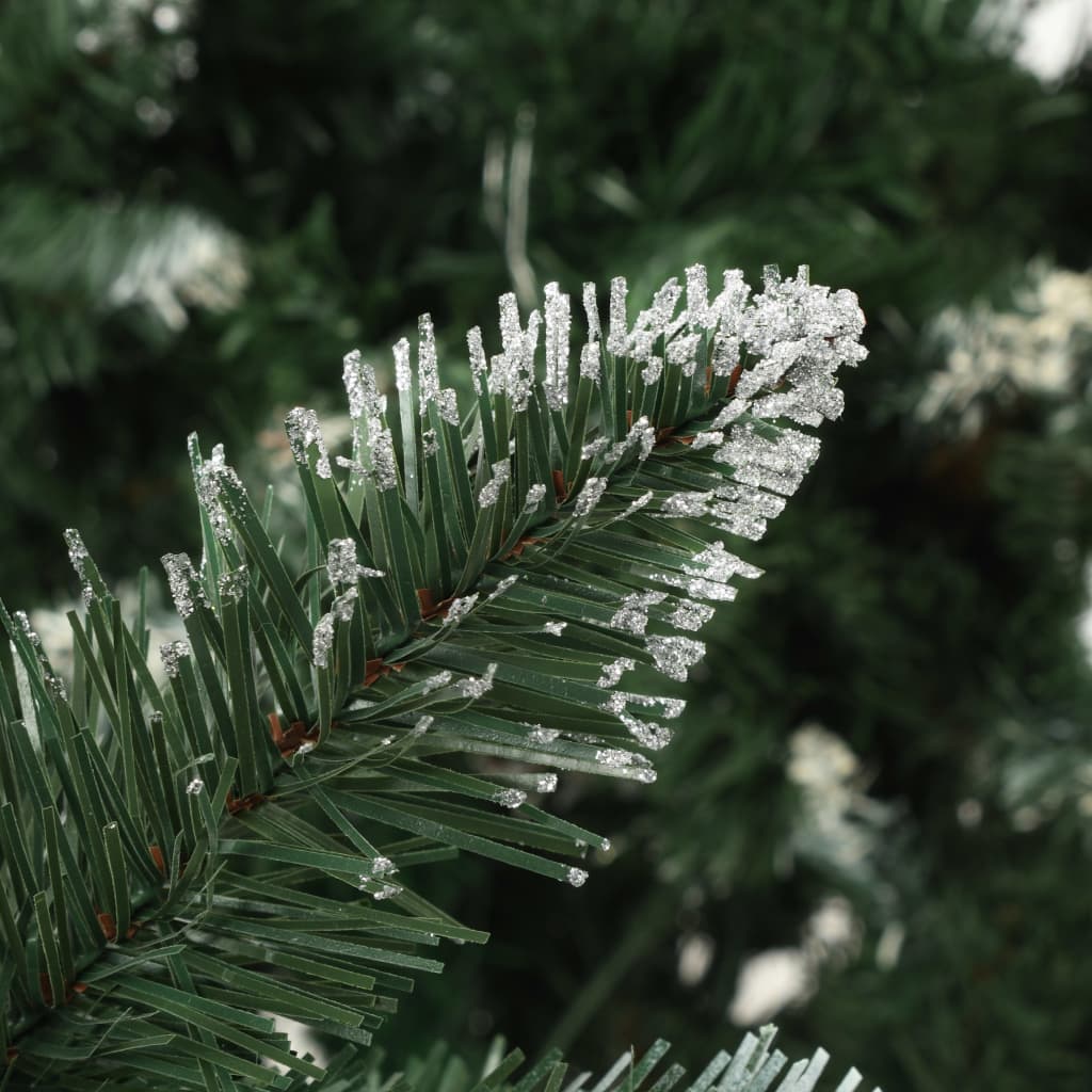 Műkarácsonyfa fenyőtobozokkal és fehér csillámmal 210 cm 