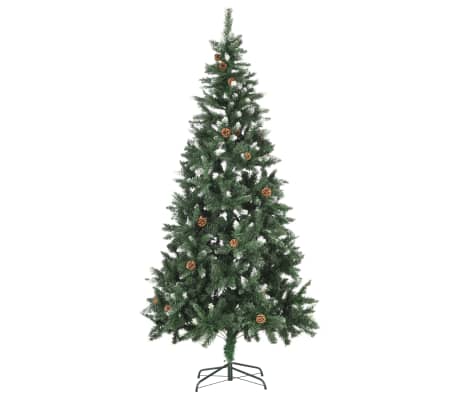 vidaXL Sapin de No&euml;l avec pommes de pin et paillettes blanches 210 cm