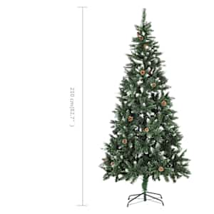 Umělý vánoční stromek se šiškami a bílými třpytkami 210 cm - obrázek 7