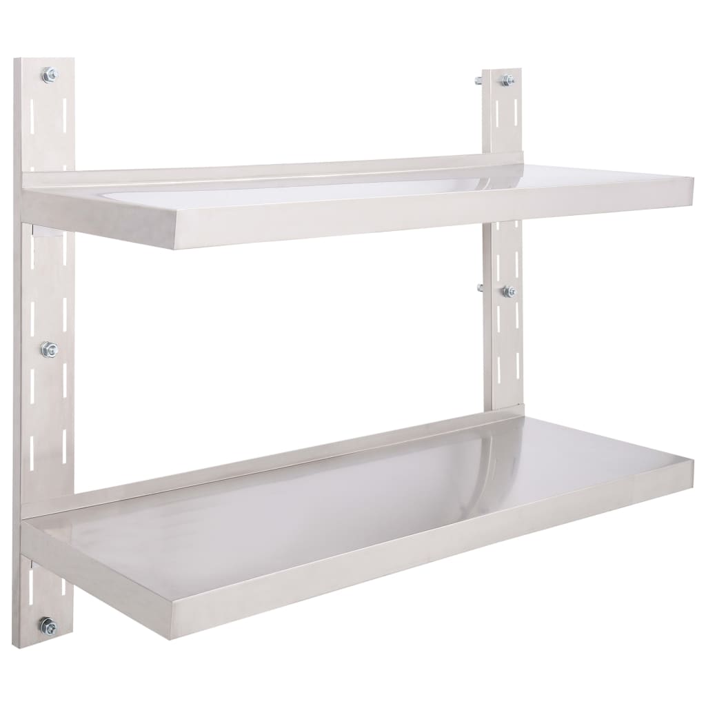 vidaXL 2patrová nástěnná police z nerezové oceli 100 x 30 cm