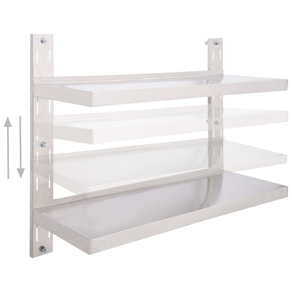 vidaXL Zwevend schap 2-laags 100x30 cm roestvrij staal afbeelding