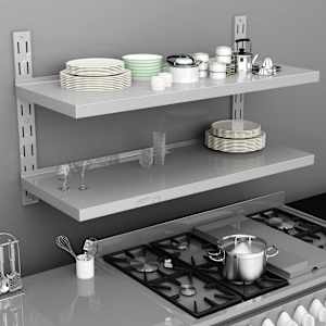 Dvodelna stenska polica nerjaveče jeklo 120x30 cm