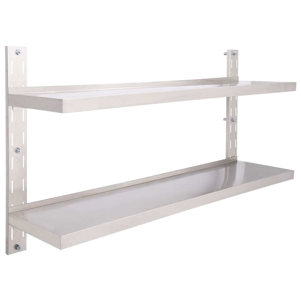 

vidaXL 2-Tier Floating Wall Shelf Stainless Steel 59.1"x11.8"