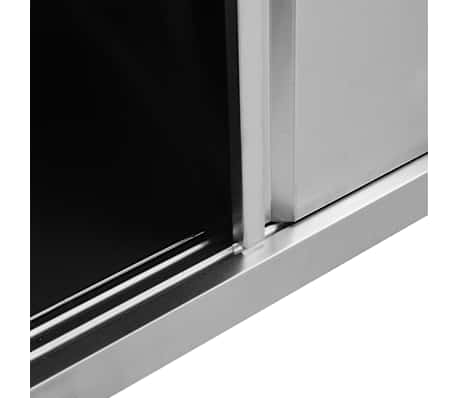 Table De Travail Inox Avec Portes Coulissantes 120x50x95-97 Cm - Pour Restauration, Cuisine Pro