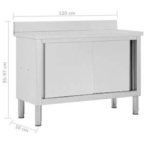 Pracovní stůl s posuvnými dvířky 120x50x(95–97) cm nerez ocel - obrázek 8