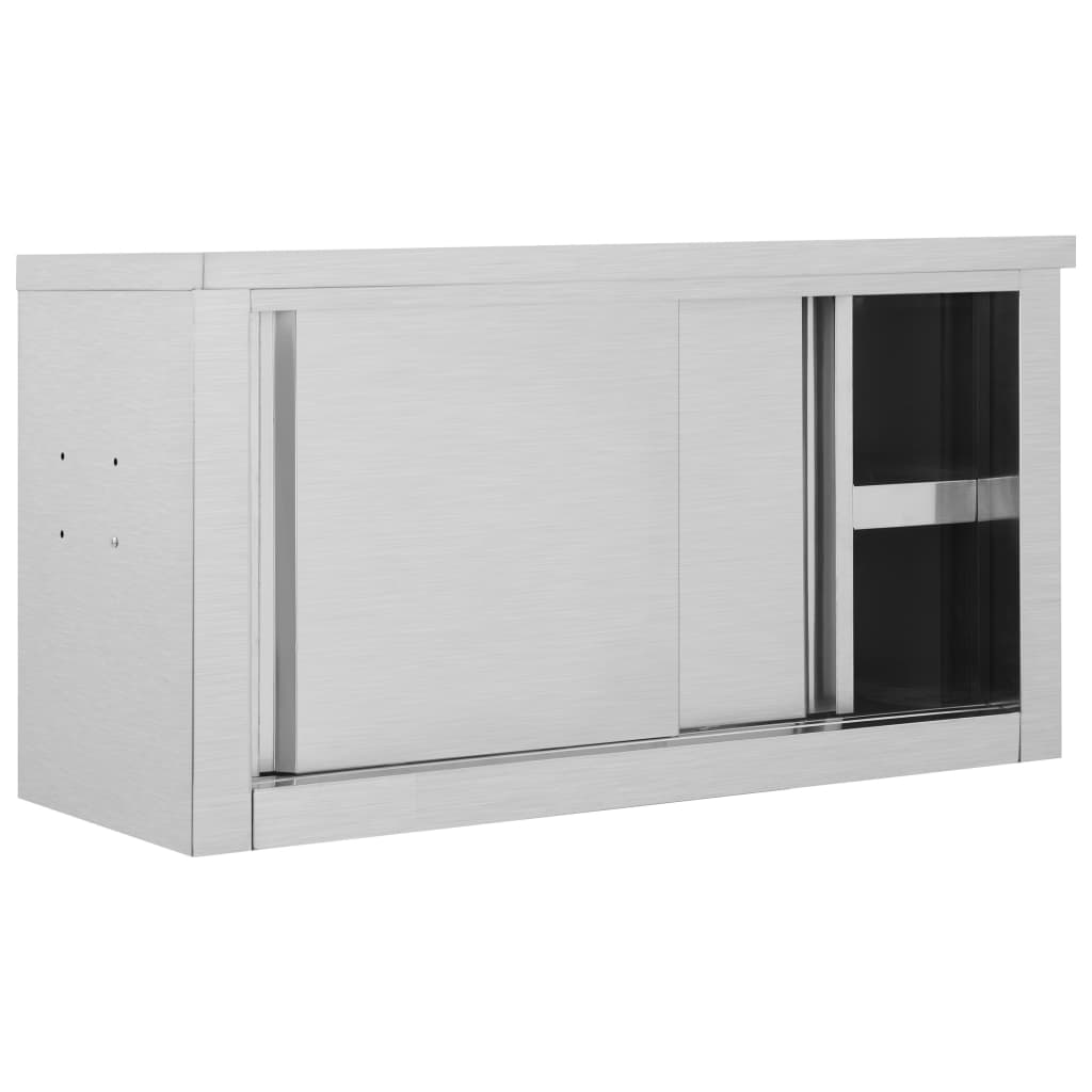 Nástěnná kuchyňská skříň s posuvnými dveřmi 90x40x50 cm nerez