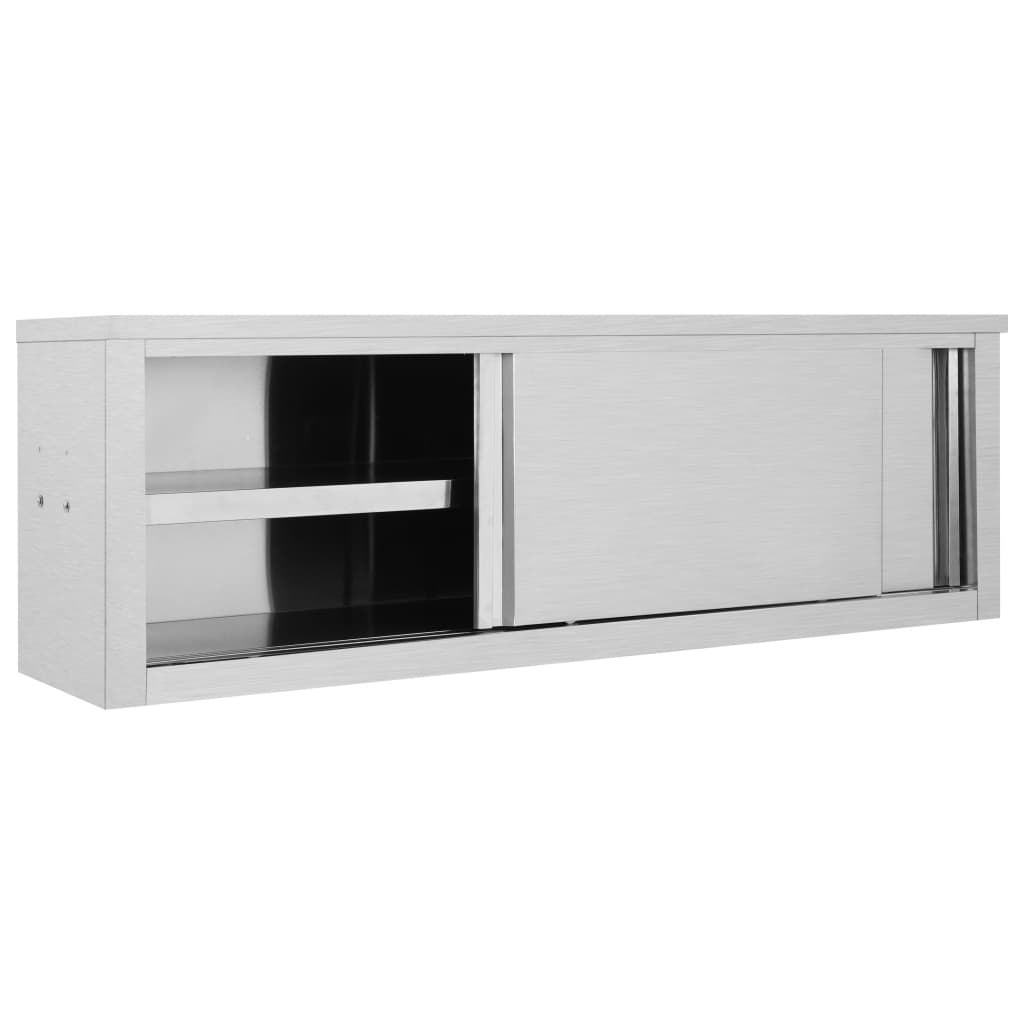 Nástěnná kuchyňská skříň s posuvnými dveřmi 150x40x50 cm nerez