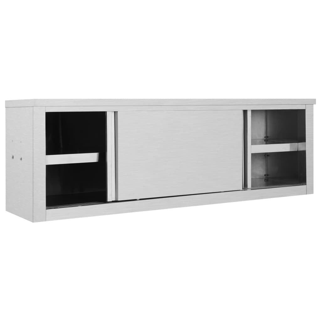 Nástěnná kuchyňská skříň s posuvnými dveřmi 150x40x50 cm nerez