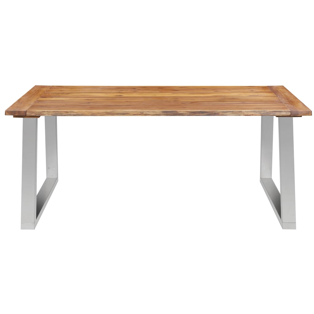 vidaXL Eettafel 180x90x75 cm massief acaciahout en roestvrij staal